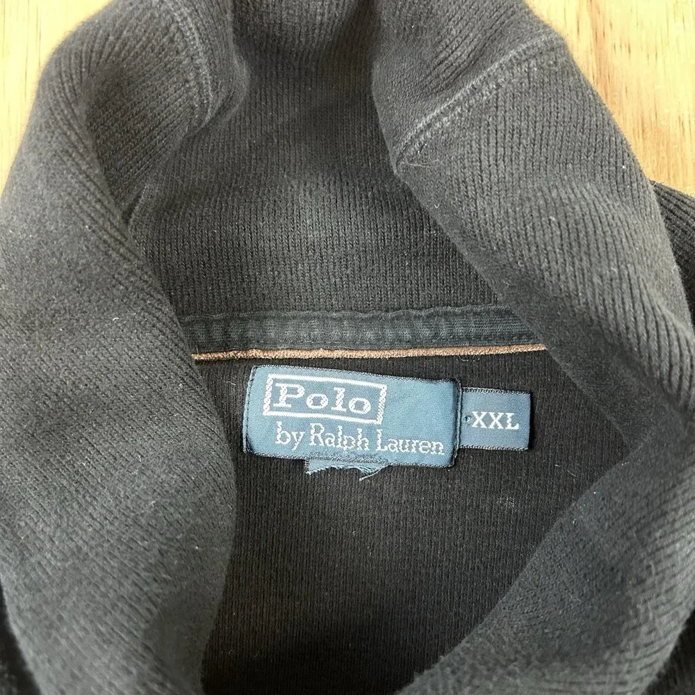 Polo Ralph Lauren Men's 2XL Black Luxury Jersey Shawl Collar Pullover Sweater
